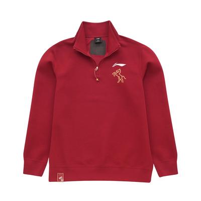 Li Ning Badminton Series Stand Collar Letter Pattern Embroidered Sweatshirt Unisex Sweatshirt AWDWA47-2