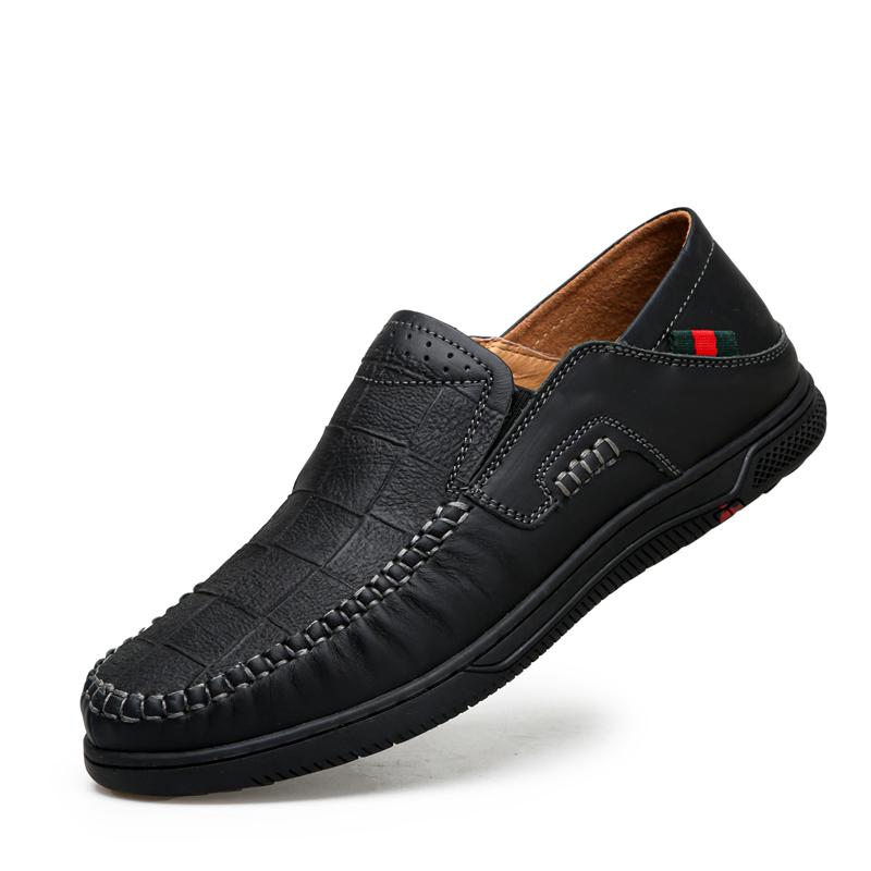 Pánské boty z hovězí kůže, ležérní nazouvací formální mokasíny, pánské mokasíny italské černé pánské řidičské boty