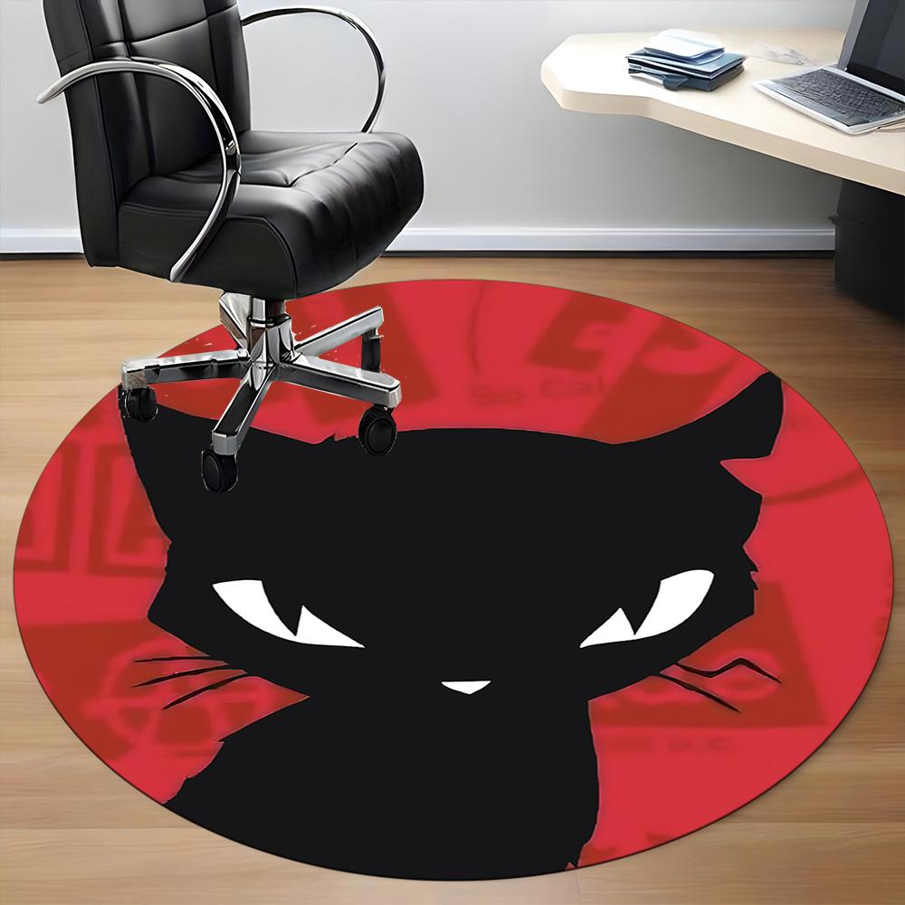 1pc Cat Circle Office Round Area Rug, Indoor Mat Suitable ForOffice, Under Office Chairs Bedroom Living Room Home Decor, Room Deco u54