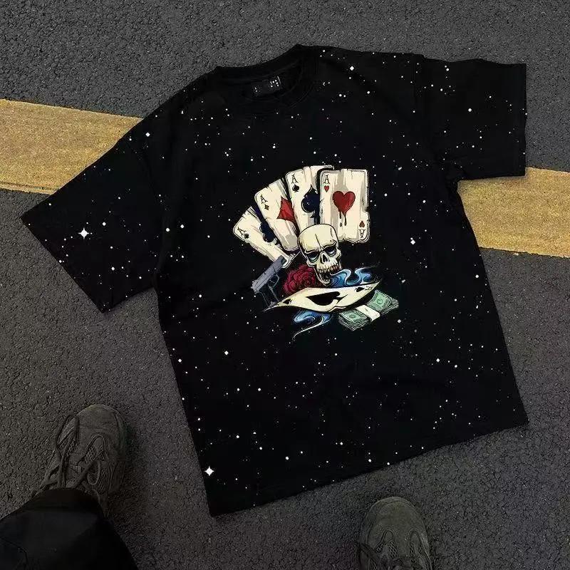 

Men s Black Graphic Print Crew Neck Short Sleeve Loose Fit Casual Tee M чёрный