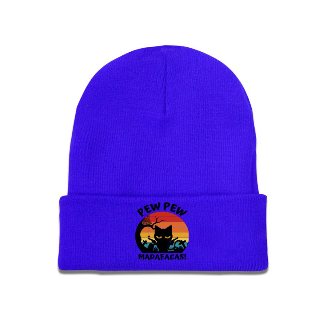 Pew Pew Madafakas tricot chapeau bonnet automne hiver chapeaux chaud hip-hop chat avec des armes à feu casquette unisexe femmes cadeau