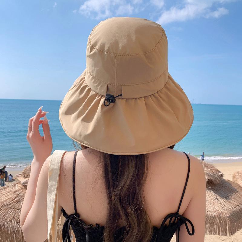 Spring and Autumn New Hat Women's Simple Versatile Color Glue Sunscreen Visor Summer Big Edge Sun Folding Hat Bucket Hat