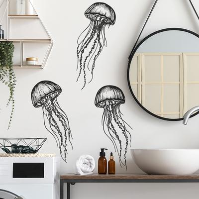 Adesivos de Parede Criativos Minimalistas de Água-Viva para Banheiro, Vaso Sanitário, Casa, Embelezamento de Fundo