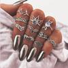 Retro Floral Carved Multi-Piece Stacking Ring Set