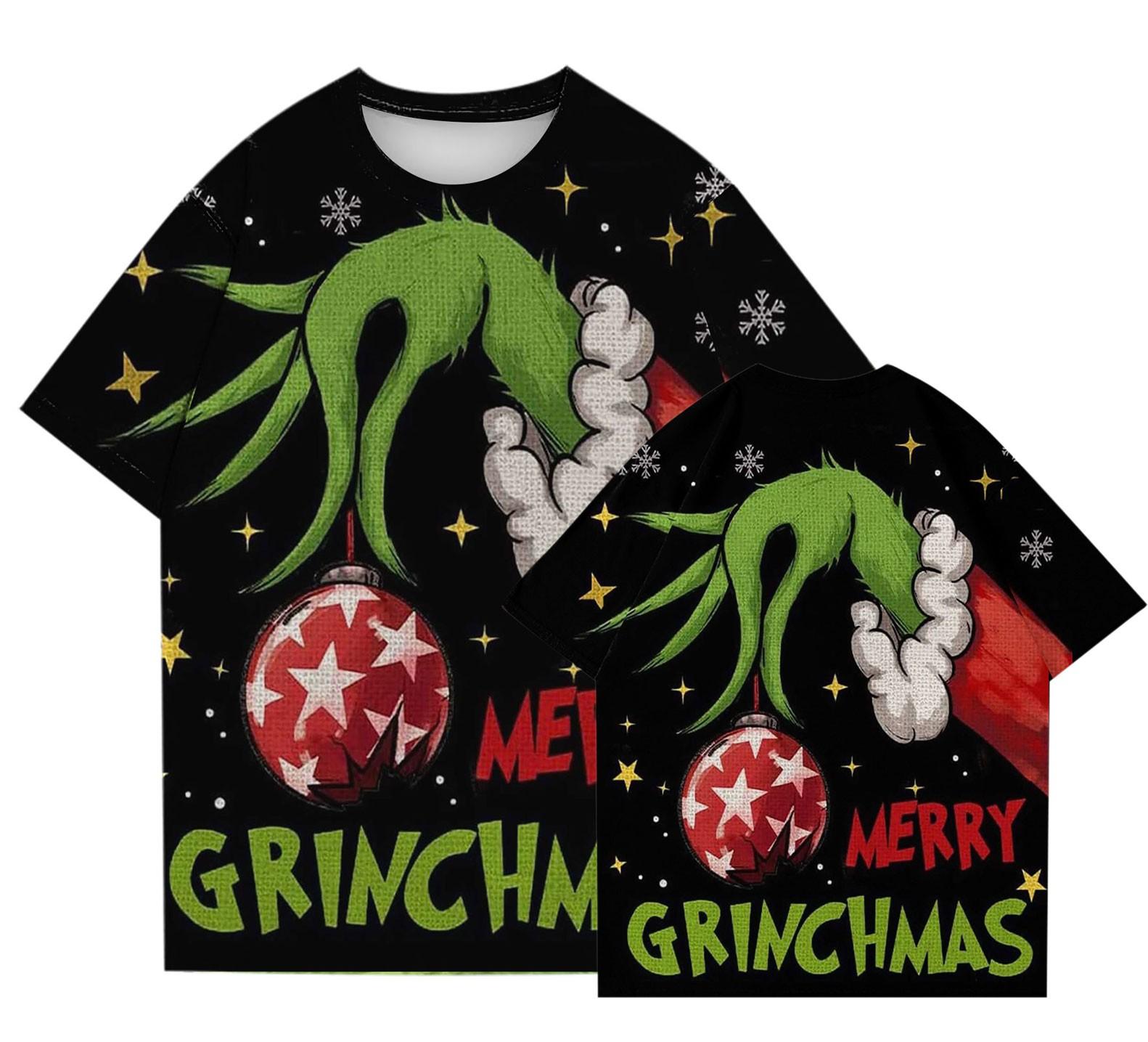 

Женская мода, повседневная блузка с коротким рукавом и рождественским принтом, пуловер с круглым вырезом