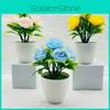 Miniature Rose Blossom Plant Artificial Silk Flowers Home Decor Office Display