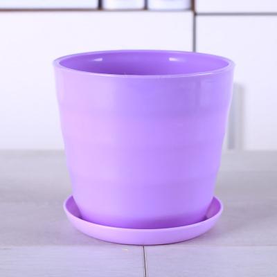 Flower Pot Flexible Round Modern Planter with Removable Tray for Gardening Office Balcony