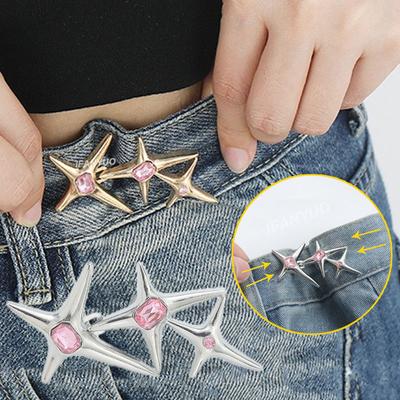 2024 Adjustable Waist Buckle Cross Star Shape Jean Buttons Pins Detachable Metal Buttons Waist Tightener Clothing Accessories