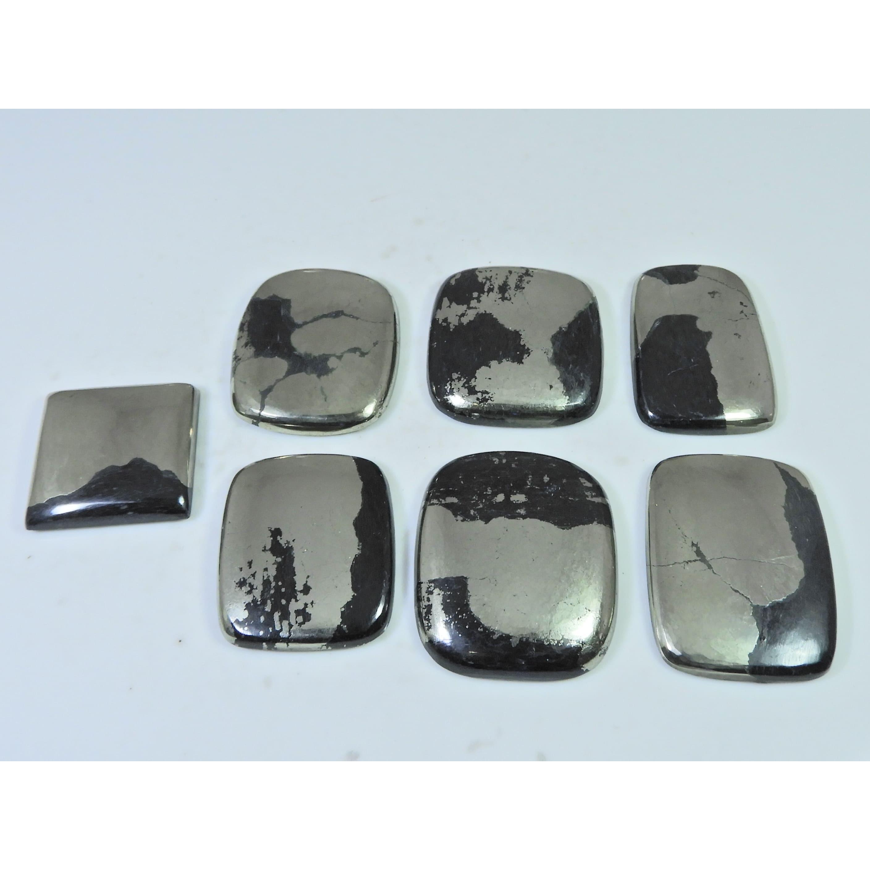 

446 карат. Натуральный пирит «Золото Апачей», восьмиугольный кабошон, россыпной драгоценный камень, лот из 7 шт. C-1283