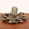 Brass Octopus Figurine Metal Carving Octopus Statue Sea Animal Sculpture Feng Shui Decoration Home Office Desktop Ornament