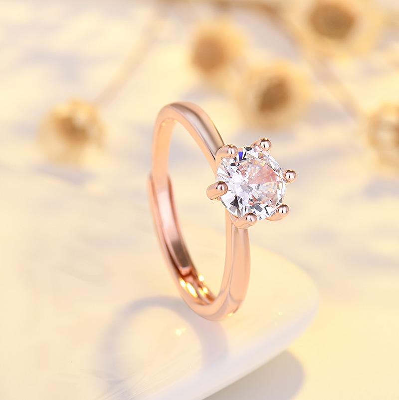 Lindon Classic Copper Alloy Zircon Ring Ladies Jewelry Wedding Promise Party Gift
