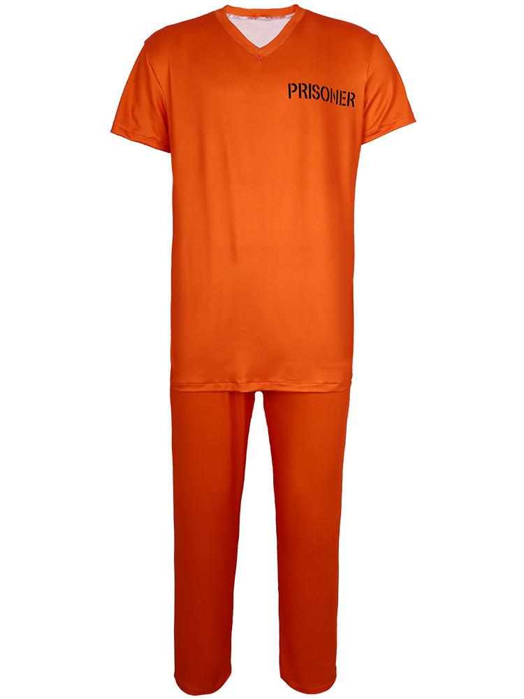 Orange Prisoner Costume Set for Halloween Cosplay and Role-Playing