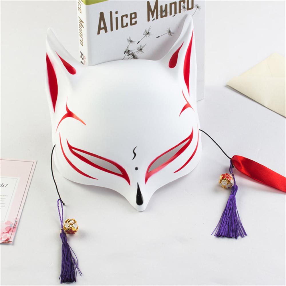 Half Face  Mask Hand-painted Fashion Mask Halloween Masquerade Party Tassels Anime Fox Mask For Costume Parties Anime