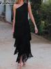 Fashion Fringe Asymmetric One-Shoulder Dress Spring Summer New Arrival