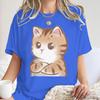 Funny Anime Cat Crossed Arms Print Tshirt Harajuku Kawaii Cat Graphic Tees Summer Casual Streetwear For Unisex And Unisex