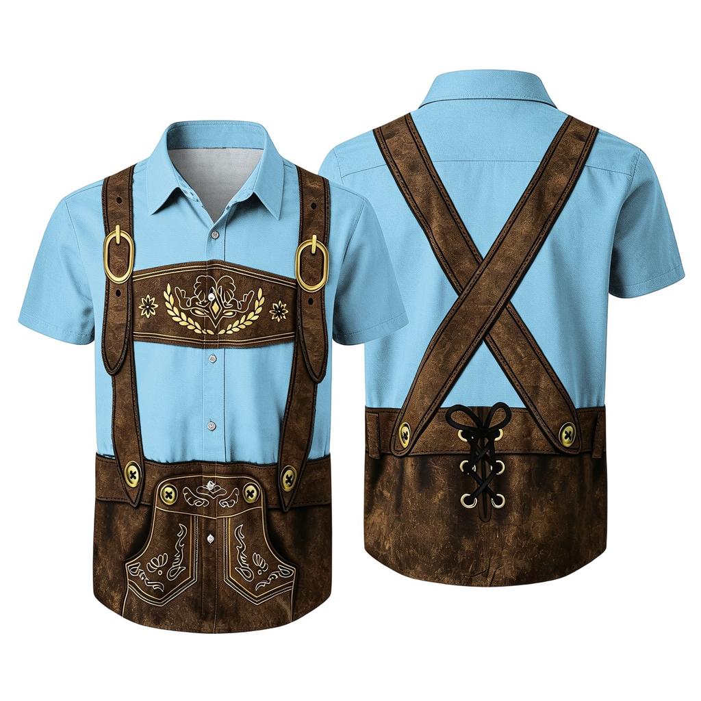 Men's Vintage Print Short Sleeve Cardigan Casual Loose Fit for Party Festival Daily Wear