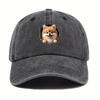 A Realistic And Adorable D Pomeranian Dog Baseball Cap for Women  Featuring a Cute Plush Pet Peeking Through a Wall Window Des