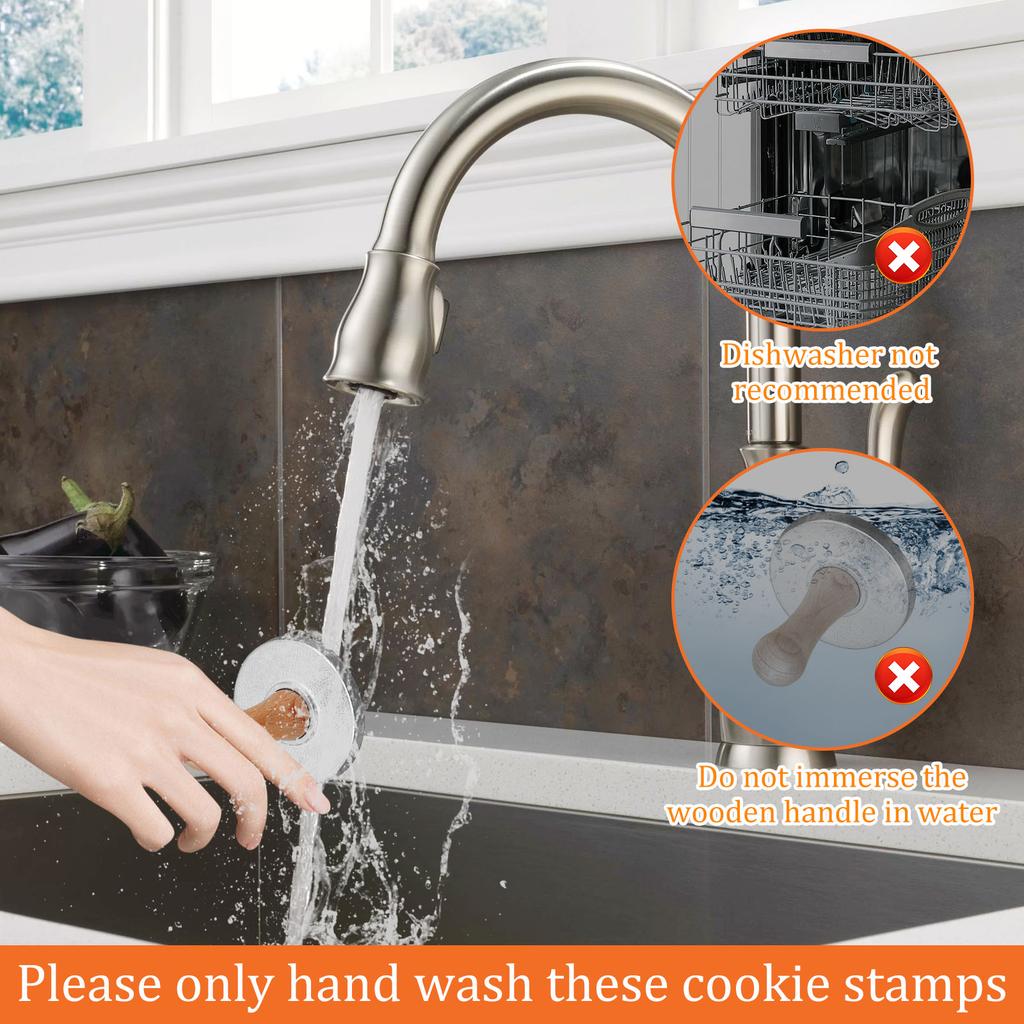 3 Pcs Cookie Stamp Rustproof Cookie Cutter Mold Press Wooden Handle Cookie Embosser Molds DIY Baking Gadget for Home and Kitchen