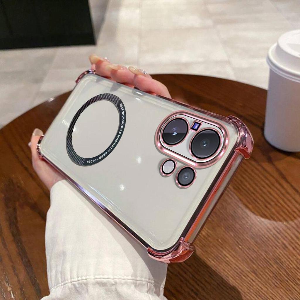 Case for Vivo V60 Clear Magnetic Casing Electroplated Lens Frame Phone Cover