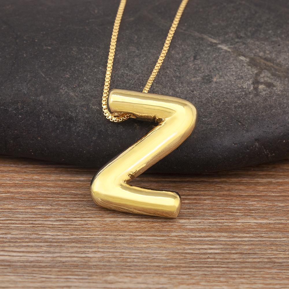 Nidin New Retro Punk Style Copper A-Z Letters Pendant Necklace Initials Alphabet For Women Vintage Name Jewelry Daily Party Gift