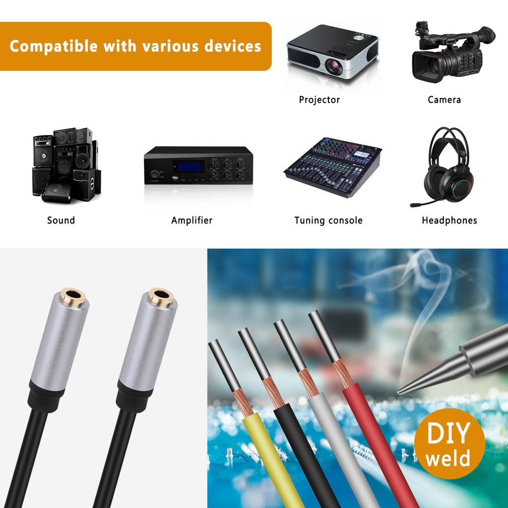 3.5mm Female Plug To Bare Wire Open End Cable TRRS 4 Pole Stereo Auditory Replacement for Earphones and Microphones