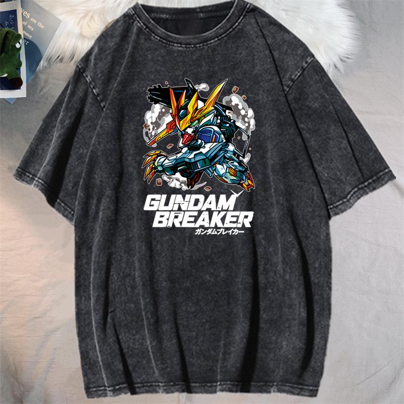 Anime GUNDAM Barbatos Graphic Printed Tshirt Mens and Womens Washed Tshirt High Quality Vintage Cotton Tshirt YK Top