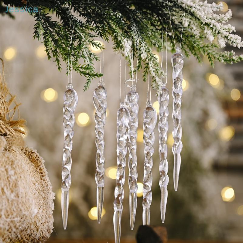 13cm Christmas Simulation Ice Xmas Tree Hanging Ornament Fake Icicle Winter Party Christmas New Year Home Decoration 2026