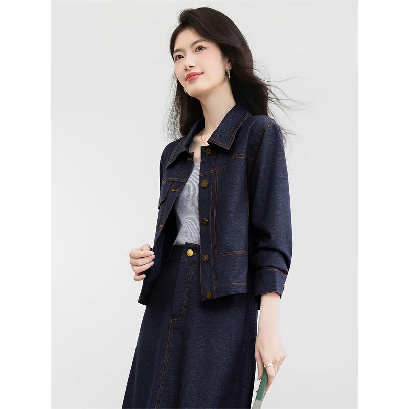Xinfeiyu Women's Short Retro Denim Jacket