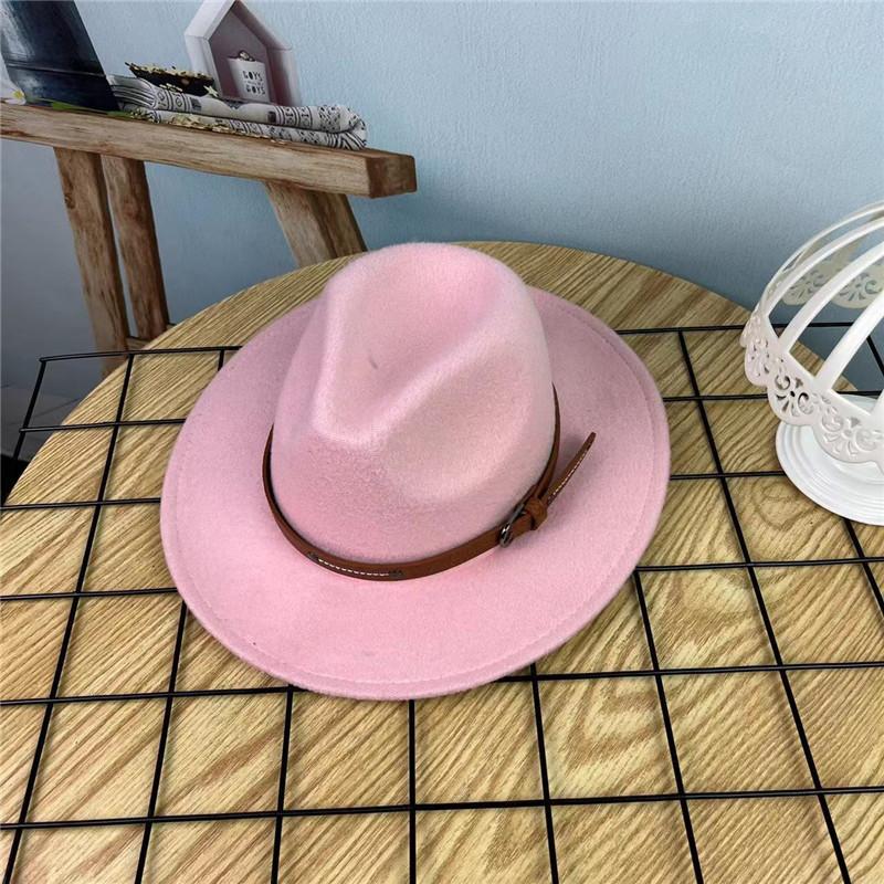 European and American style retro casual manama big-brimmed top hat women's autumn and winter British versatile woolen hat belt jazz