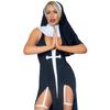 Halloween Nun Cosplay Costume Sexy Split Long Dress Set Party Womens Role Play Outfit