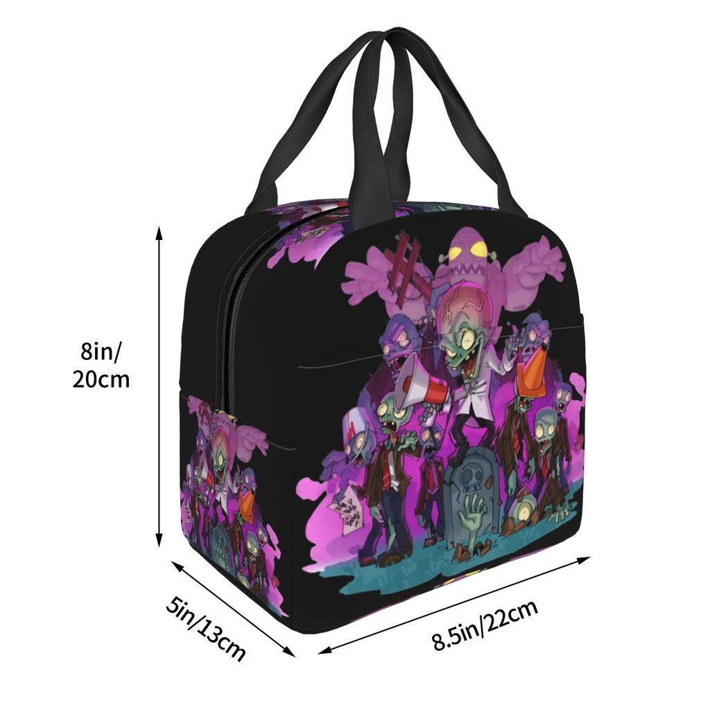 Sacs-repas isothermes personnalisés Plants Gaming Zombies pour Femmes Hommes Refroidisseur Portable Jeu Vidéo Boîte à déjeuner thermique pour le Travail l'École le Voyage