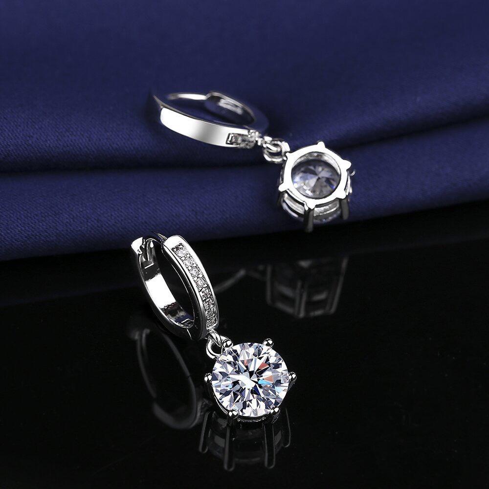 Trendy Tassel Imitation Moissanite Six-Claw 1-Carat Earrings for Women