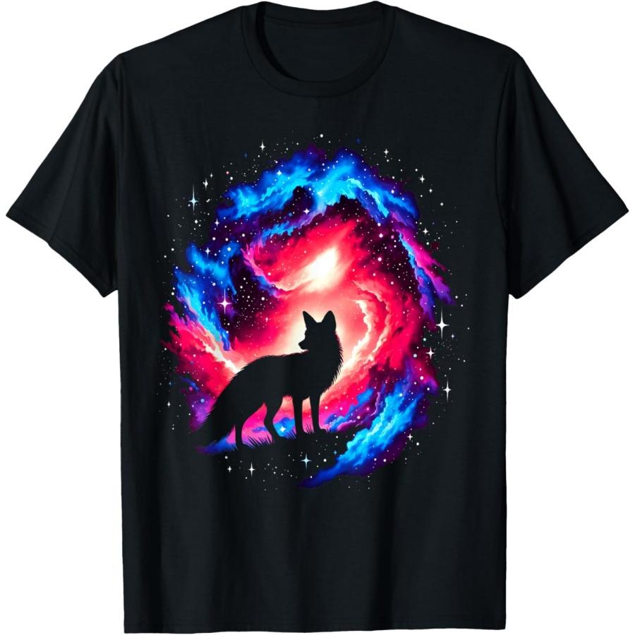 Cool Cosmic Fox Galaxy Graphic Space Art T-Shirt S