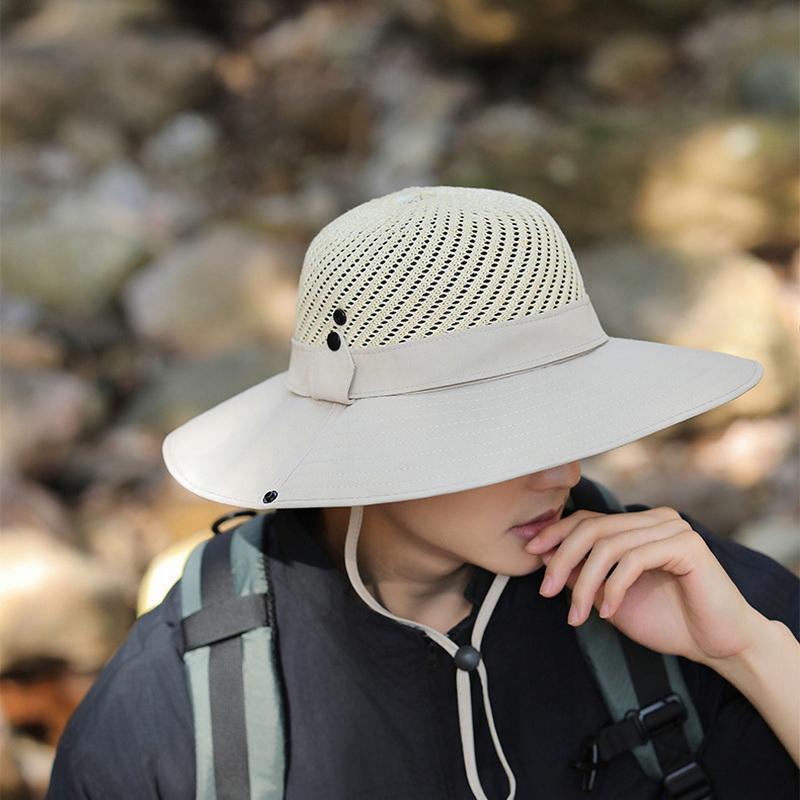 Lato Kapelusz przeciwsłoneczny z dużym rondem Męski Oddychający Czapki wędkarskie Ochrona przed słońcem UV Outdoor Szybkoschnący Składany Kapelusz przeciwsłoneczny Czapka turystyczna plażowa