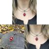 Collana Cristallo Gotica da Vampiro con Doppia Catena Argentata per Donne Accessorio di Halloween