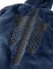 A Made Skeleton Embroidered Fur Hooded Zip-Up Jacket (Midnight Blue)