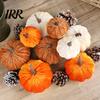 Realistic Stuffed Pumpkin Prop Small Velvet Thanksgiving Table Centerpiece, Halloween Soft Durable Themed Decorations for Fall Harvest Farmhouse
