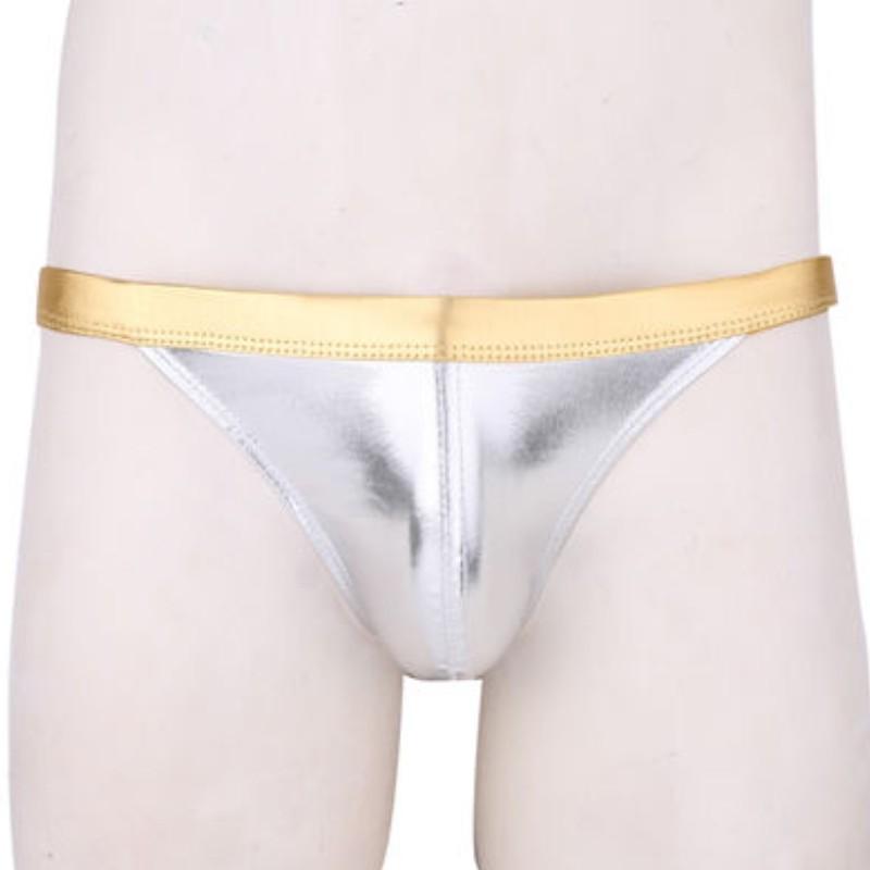 YSMARKET PU Faux Leather Lingerie Sexy Tight Mens Underwear Briefs/Zipper Open Crotch Boxers/Drawstring Hotpants E6739