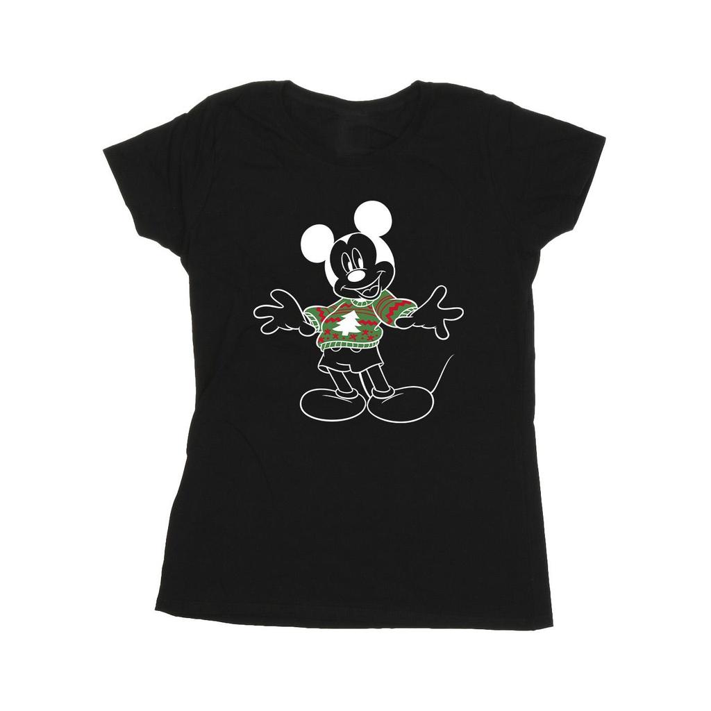 Disney Womens/Ladies Mickey Mouse Xmas Jumper Cotton T-Shirt
