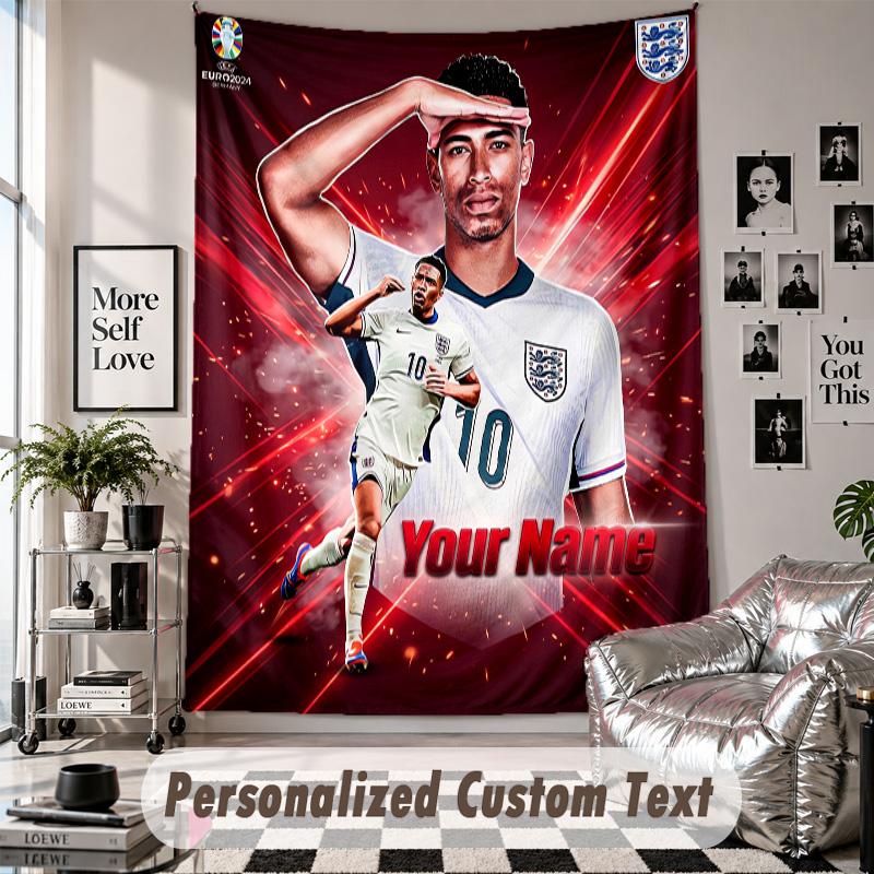 Wall Hanging Tapestry With Custom Name & Text, Jude Bellingham Decorative Tapestry For Bedroom