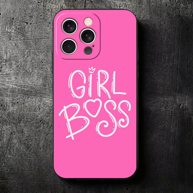 Girl Boss Lady Pink Soft Phone Case for iPhone 16 16E 17 Air 15 Pro Max 14 Plus 13 Mini 11 12 7 Black Cover Back Shell