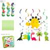 Colorful Cartoon Dinosaur Party Birthday Supplies Tableware Plates Cups Banner Set