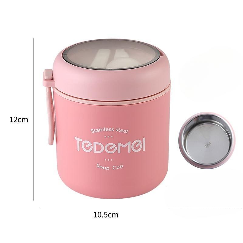 Stainless Steel Insulated Lunch BoxDouble-layer Portable Soup Cup, Small Rice Bucket Sealed Breakfast Cup Soup Bowl