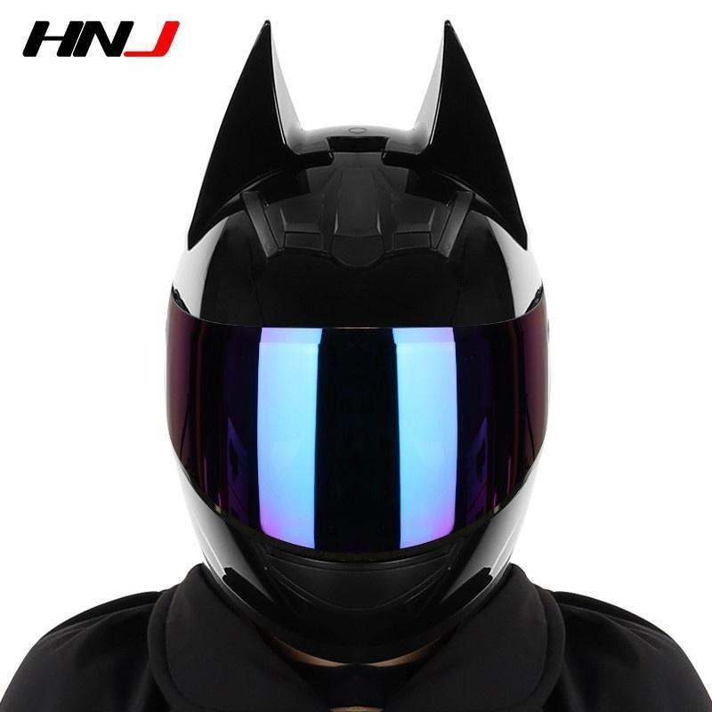 Motorcycle Helmet Full Face wolf Ear Detachable DOT Certification Safety Moto Helmet Bluetooth connect Breathable boy Gift