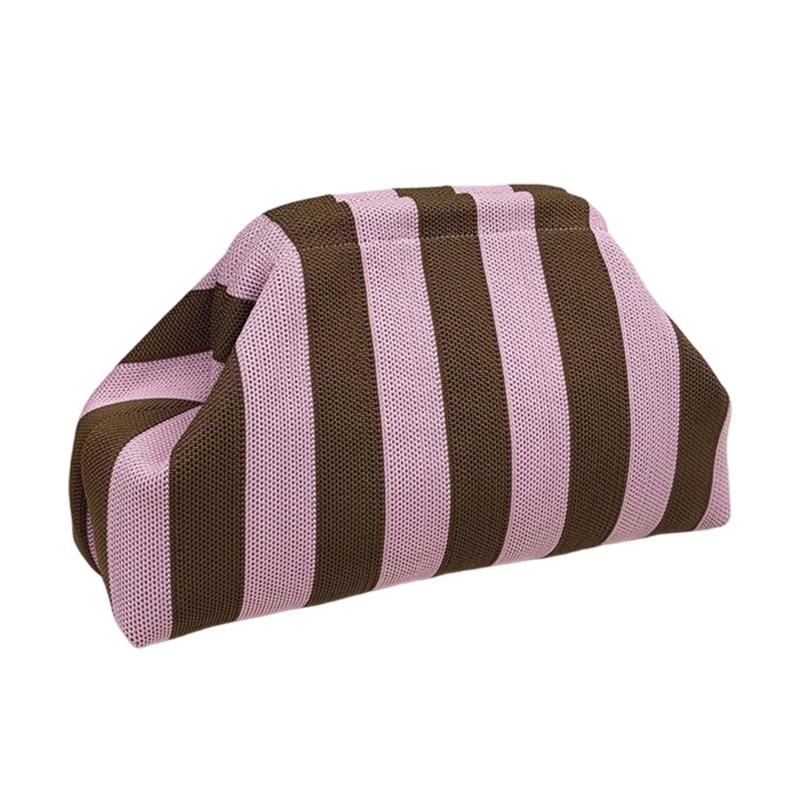 Striped Mahjong Accessory Pouch, Soft Polyester Handheld Bag for Game Pieces, Cosmetics, Keys and Daily Carry Use