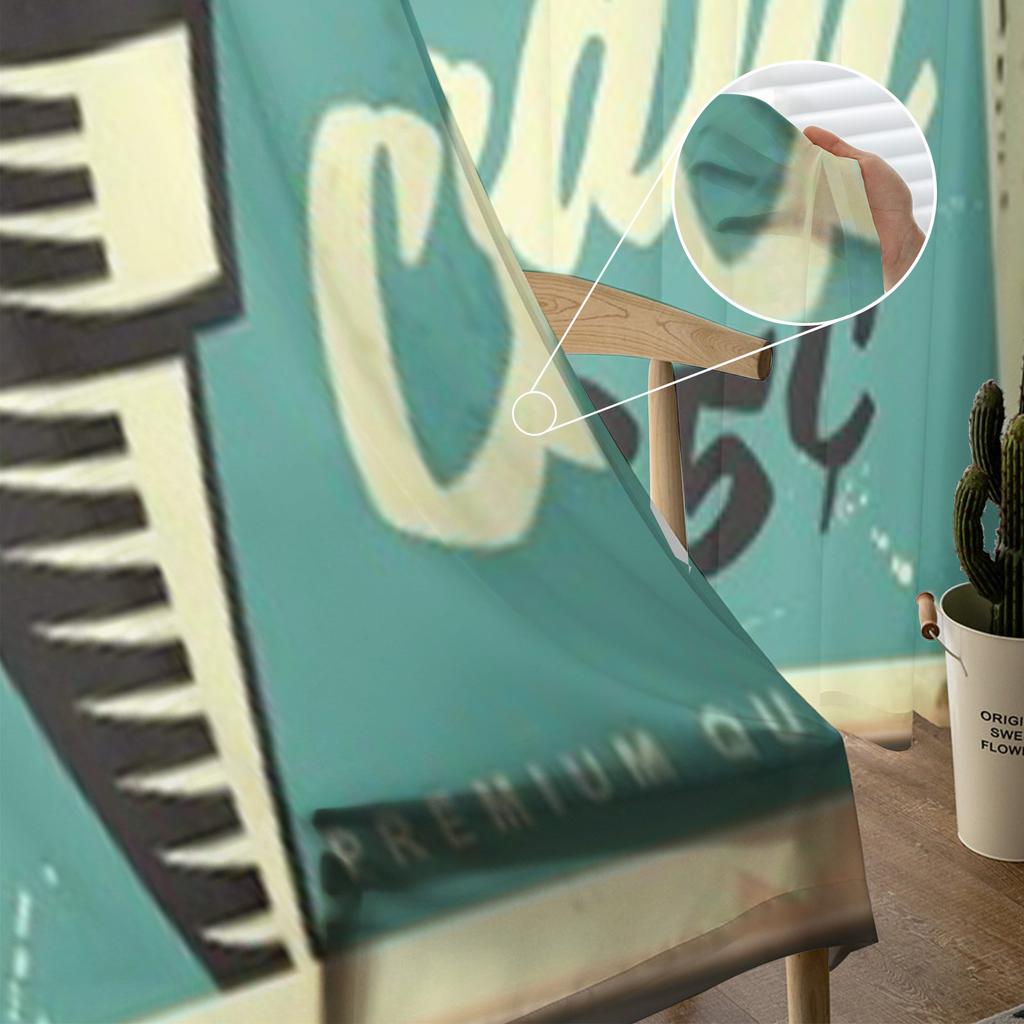 Retro Advertisement With Two Ice Cream Chiffon Sheer Curtains for Living Room Bedroom Window Curtain Voiles Tulle Cortinas