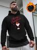 Unisex -Lined Hooded Sweatshirt with Particle Interior for Warmth, Merry Christmas Cocktail Print, Autumn/Winter -Lined Sweatshirt, Unisex Christmas G
