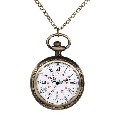 Romen Rakamlı Analog Antika Cep Retro Bronz Kolye Saat Anahtarlık ve Zincir Kolye ile Mükemmel Hediye ve Noel Erkek Saati - Doğum Günleri,