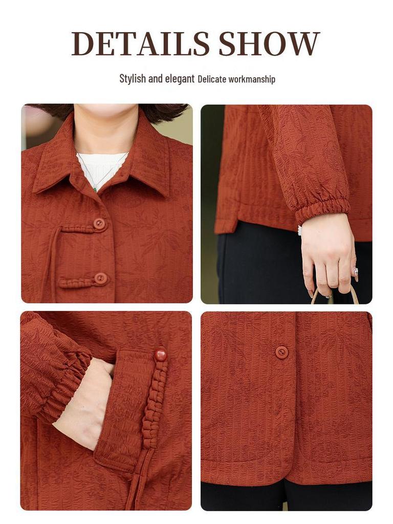Mom's 2025 Fashionable Petite Windbreaker: Stylish Spring & Autumn Jacket for Middle-Aged and Elderly Women