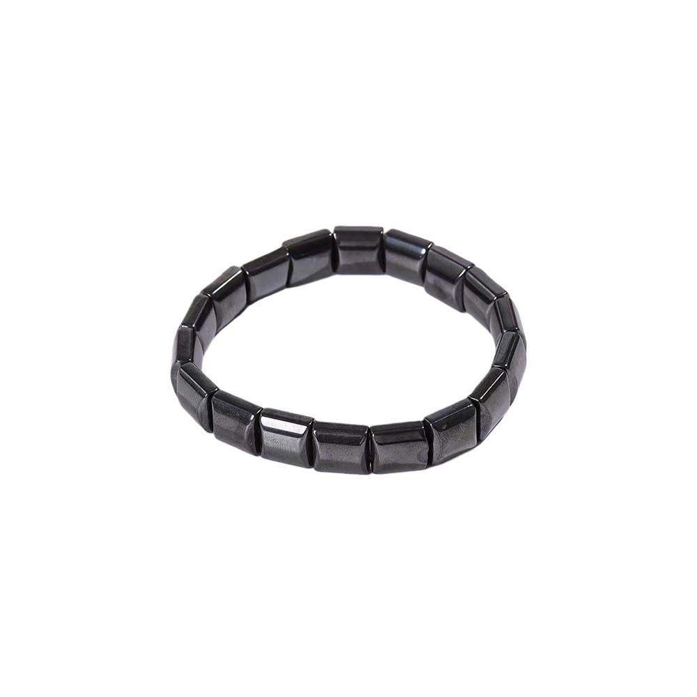 Jewelry Square Bead Wristband Elastic Men Bangle Black Gallstones Bracelet  for Men and Women